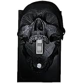 Gothic Skull Light Switch Cover, 3D Printed Single Toggle Wall Plate, Halloween Home Decor, Black