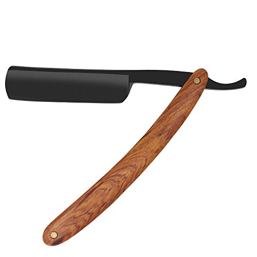 Straight Black Edge Razor Shaving Shaver for Men, MatteFinish Blade