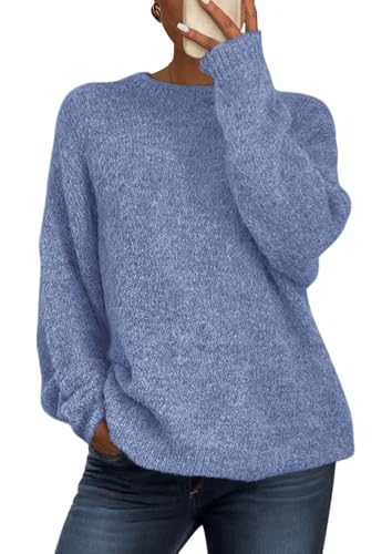 PRETTYGARDEN Womens Long Sleeve Oversized Pullover Sweater,Mist Blue,XXL at Amazon
