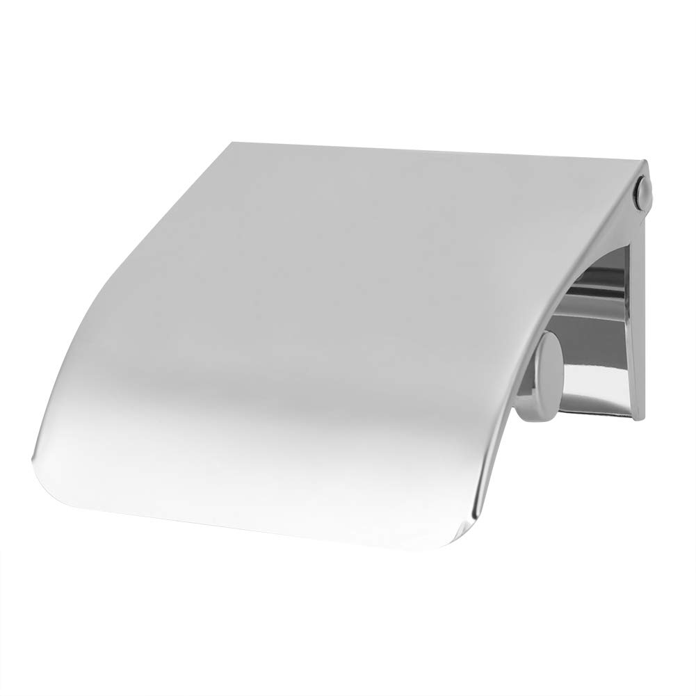 Toilet Paper Holder with Cover, Stainless Steel Tissue Roll Dispenser Wall Mounted Bathroom Tissue Paper Box Holder