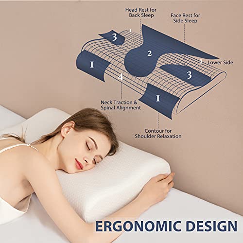 NESTLOGIC Ergonomic Cervical Pillow, Contour Memory Foam Pillow for