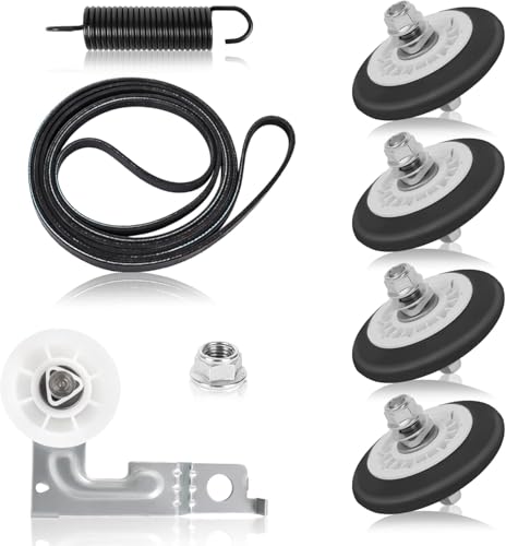 Upgraded Dryer Repair Kit Fits to LG Kenmore Dryers includes 4581EL2002C Dryer Drum Roller 4561EL3002A Dryer Idler Pulley with Spring, 4400EL2001A Dryer Belt