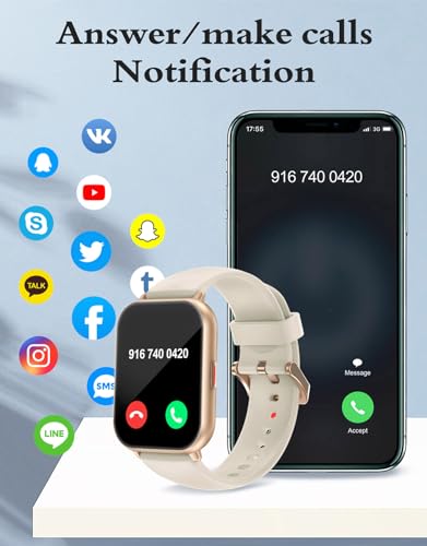 RUIMEN Smartwatch with Calls, Smart Watch Receive Call and Voice Assistant, Smartwatch Woman Man with Pedometer Blood Oxygen Waterproof IP68 100+ Sports Modes Activity Bracelet