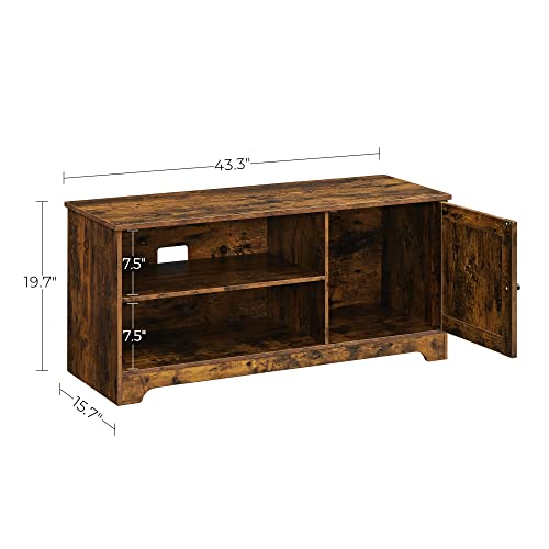 VASAGLE TV Stand with Barn Door, 2 Open Compartments and Cable