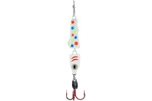 Clam Jointed Pinhead Pro – Ice Fishing Spoon with Flashy Body & Feathered Treble Hook for Targeting Perch, Crappie & Walleye