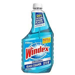 Windex Glass and Window Cleaner Refill Bottle, Bottle Made from 100% Recycled Plastic, Original Blue, 32 fl oz
