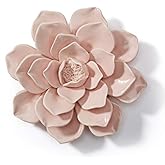 SEINHIJO Ceramic Flower Wall Decor 3D Wall Art Sculpture Modern Arts Gifts Pink 7.1inch