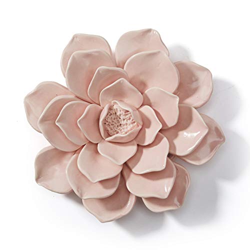 SEINHIJO Ceramic Wall Flower Wall Arts Sculpture Modern Decor Figurine Flower Gifts Ornament Home Statue Indoor Crafts Pink 18cm