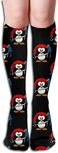 WOAINI666Funny Penguin Pirate With A Parrot Dresses Knee Thighs Stockings Traveling Winter Leg Warmer Socks.