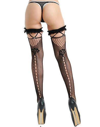 Sexy Thigh High StockingsÂ Hollow Out Tights Lace Female Fishnet Mesh Print Transparent