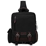 Plambag Canvas Sling Backpack One Strap Travel Sport Crossbody Bag Large