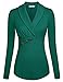 Ninedaily Womens Business Tops Lapel V Neck Slimming Long Sleeve Office Blouse Green