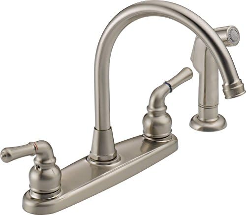 Westbrass WAS01-20 Hi-Arc 2-Handle Side Sprayer Kitchen Faucet, Stainless Steel