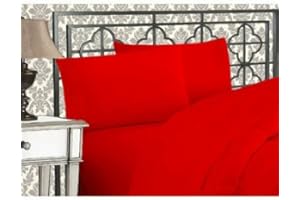 Empire Home Persian Collection Solid Flat Sheet 1800 Wrinkle Free New (Bright Red, King)