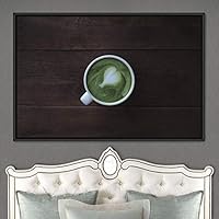 Framed Canvas Wall Art Matcha Latte Coffee Dark Drinks Farmhouse/Country Group Multicolor Photography Realism - 16x24 inches