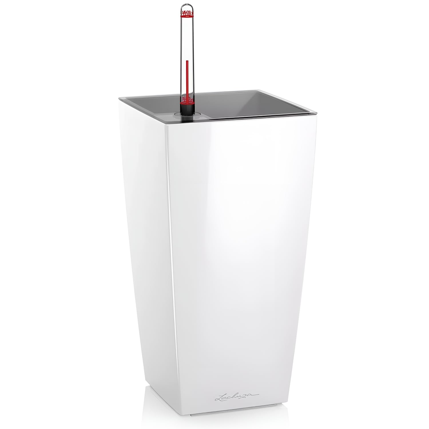 LECHUZA MINI CUBI Self Watering Planter Small Plastic Indoor Plant Pot without Drainage Hole H18 L9 W9 cm White High-Gloss