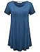 JollieLovin Women's Plus Size Tops Summer Tunic Short Sleeve Loose Fit T-Shirt to Wear with Leggings(Steel Blue,1X)