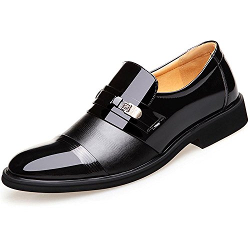 Blivener Men's Dress Shoes Patent Leather Tuxedo Slip on Oxfords Black 7