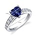 PEORA Created Blue Sapphire Heart Promise Ring for Women 925 Sterling Silver, 1.75 Carats Heart Shape 7mm, Comfort Fit, Size 8, September Birthstone Ring, w/Jewelry Box, Sparkling Jewelry