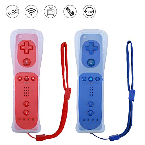 Lactivx Wii Remote Controller,2 Packs Wireless Gesture Controller with Silicone Case and Wrist Strap for Nintendo Wii Wii U Console (Red and Deep Blue) - Thumbnail 7