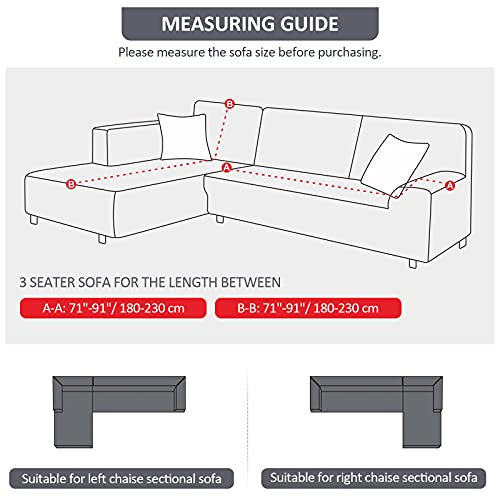 Sectional Couch Covers L Shape Sofa Covers Super Stretch 2pcs Sofa Slipcovers for 3 + 3 Seaters Sectional Chaise Slipcover with 2pcs Pillow Covers for Pets Kids, Dark Grey