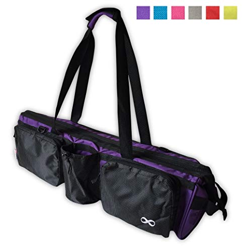 YogaAddict Yoga Mat Tote Bag Supreme with Pocket & Zipper, 30″ Long, Extra Large, Fit Most Mat Size, Compartment for Yoga Block, Easy Access, Extra Wide – Purple