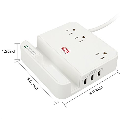 UL-LISTED-Charger-Station-EZOPower-Desktop-Charging-Power-Strip-Surge-Protector-with-3-AC-Outlets-3-USB-Port-63A-and-Built-in-Phone-Tablet-Holder-Stand-Slot-for-iPhone-iPad-Tablet-White