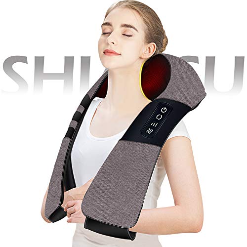 Massagers for Neck and Back Pain Relief,Shiatsu Shoulder Massager with Heat,Electric Cervical Massage Pillow with 8 Deep Tissue Massage Nodes for Waist,Foot,Legs,Body Muscle,Great Gifts for Men/Women