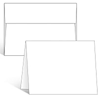 Blank White Cards and Envelopes 200 Pack, Ohuhu 5 x 7 Heavyweight Folded Cardstock and A7 Envelopes for DIY Greeting Cards, W