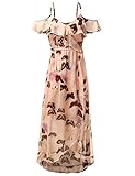 Bohemian Queen Chiffon Maxi Hi-Lo Solid and Print Dress With Spaghetti Strap