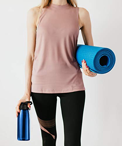 Membrane Solutions Tritan Water Filter Bottle - Portable Water Bottle with 4-Stages Filtration System/Straw for Camping, Survival, Backpacking Travel Climbing, Sports & Bike, BPA-Free, 22 Ounce, Blue