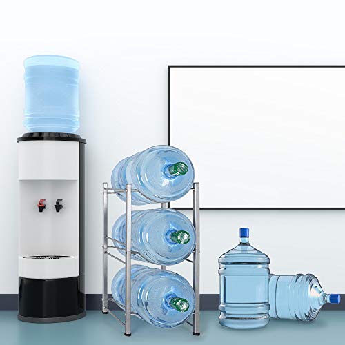 Water Cooler Jug Rack 3-Tier Water Bottle Storage Rack 5 Gallon Detachable Heavy Duty Water Bottle Holder Shelf Water Bottle Rack Save Space for Home Office Organization, Sliver