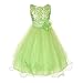 Weixinbuy Kids Girls Sequin Bowknot Sleeveless Summer Wedding Party Dress Green 5-6Y