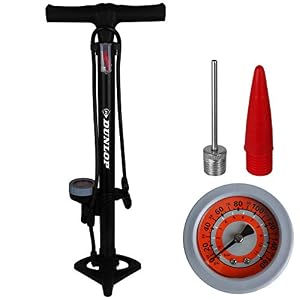 Dunlop bicycle floor pump with pressure gauge for all valves, air pump, bicycle floor pump, bicycle pump