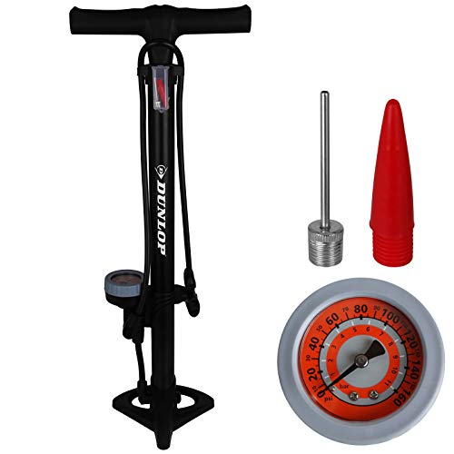 Dunlop bicycle floor pump with pressure gauge for all valves, air pump