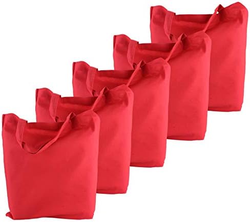 Cotton Bag 1er 5er Pack of 10 Blank for Painting Jute Bag Available in a Range of Colours Shopping Bag 38, Red 5er, 38x42cm Kurze Henkel