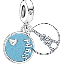 Amazon.com: DWJSu Eiffel Tower Pandora Enamel Heart Charm Love ...