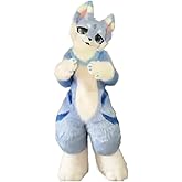 2026 Blue And White Fursuit Long Haired Husky Cat Dog Fox Mascot Costume Party Halloween Role Playing