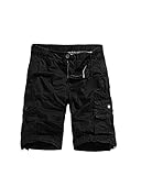 Leward Men's Cotton Loose Fit Twill Cargo Shorts Outdoor Wear Lightweight (36, Black)
