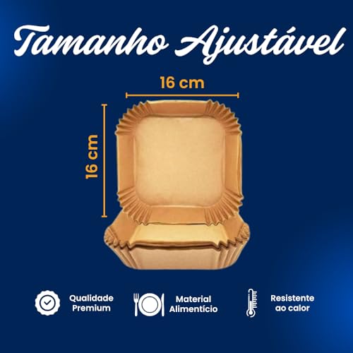 Kit 150 Forma de papel para AirFryer - Forma Descartável Papel Quadrada Antiaderente Protetor à Prova De Gordura Para Fritadeira Sem Óleo - Tamanho Universal - Upshop