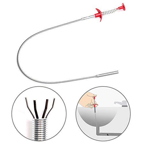 Drain Snake Hair Drain Clog Remover, Flexible Grabber Pickup Tool with Retractable Claw for