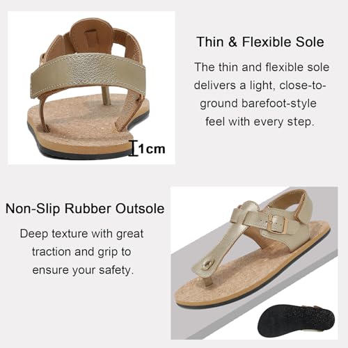 chetoria Barefoot Women's Summer Sandals Golden Flat Flip-flop | Barefoot Wide Toe Flip Flops, Zero Drop Sole, Breathable Sandals for Women, Lightweight and Comfortable Casual Shoes