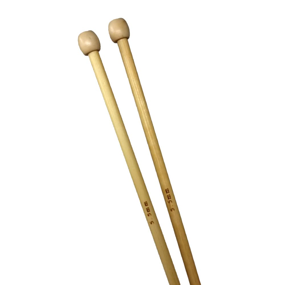 Eco-Friendly Single Point Natural Bamboo Knitting Needles 35cm x 4mm-25mm (5.5mm)