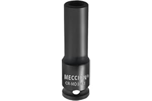 Meccion 3/8 Inch Drive Impact Socket 8mm Metric, 6 Point Cr-Mo Deep Socket, 63mm Length