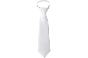 Sucrain 1pcs Boy's Necktie Pre-tied Adjustable Neck Strap Tie for Wedding Graduation School Uniforms (white)