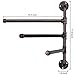 MyGift Wall Mounted Bathroom Towel Rack, Dark Coffee Metal Industrial Pipe Design Swivel 3 Bar Towel Rack