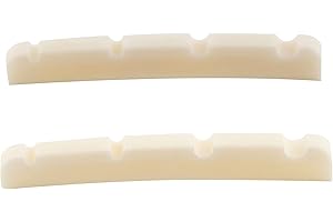 Musiclily Pro Slotted Bone J Bass Nut With Curved Bottom for 4 String Jazz Bass, 39.5x3.2x4.8mm (Set of 2)