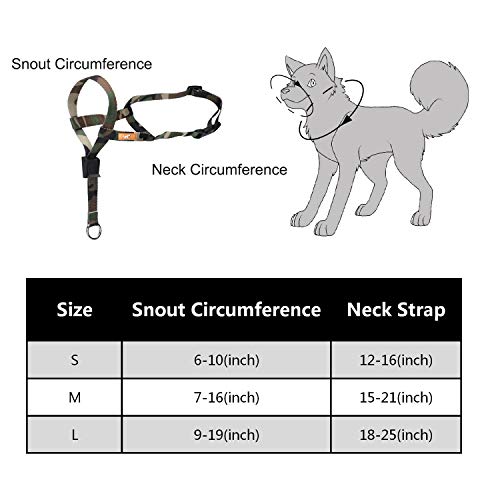 wintchuk Patterned Dog Head Collar with 2 Colorful Designs, Head Harness Stops Dog Pulling, Head Leash(L, Army Green)