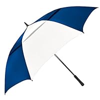 StrombergBrand The Vented Mid-Size Golf Umbrella, Navy Blue/White