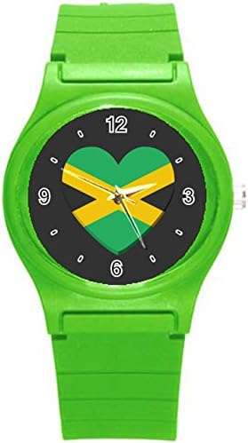 Kidozooo Boys Girls Heart Shaped Jamaican Flag 1 3/8" Diameter Plastic Watch
